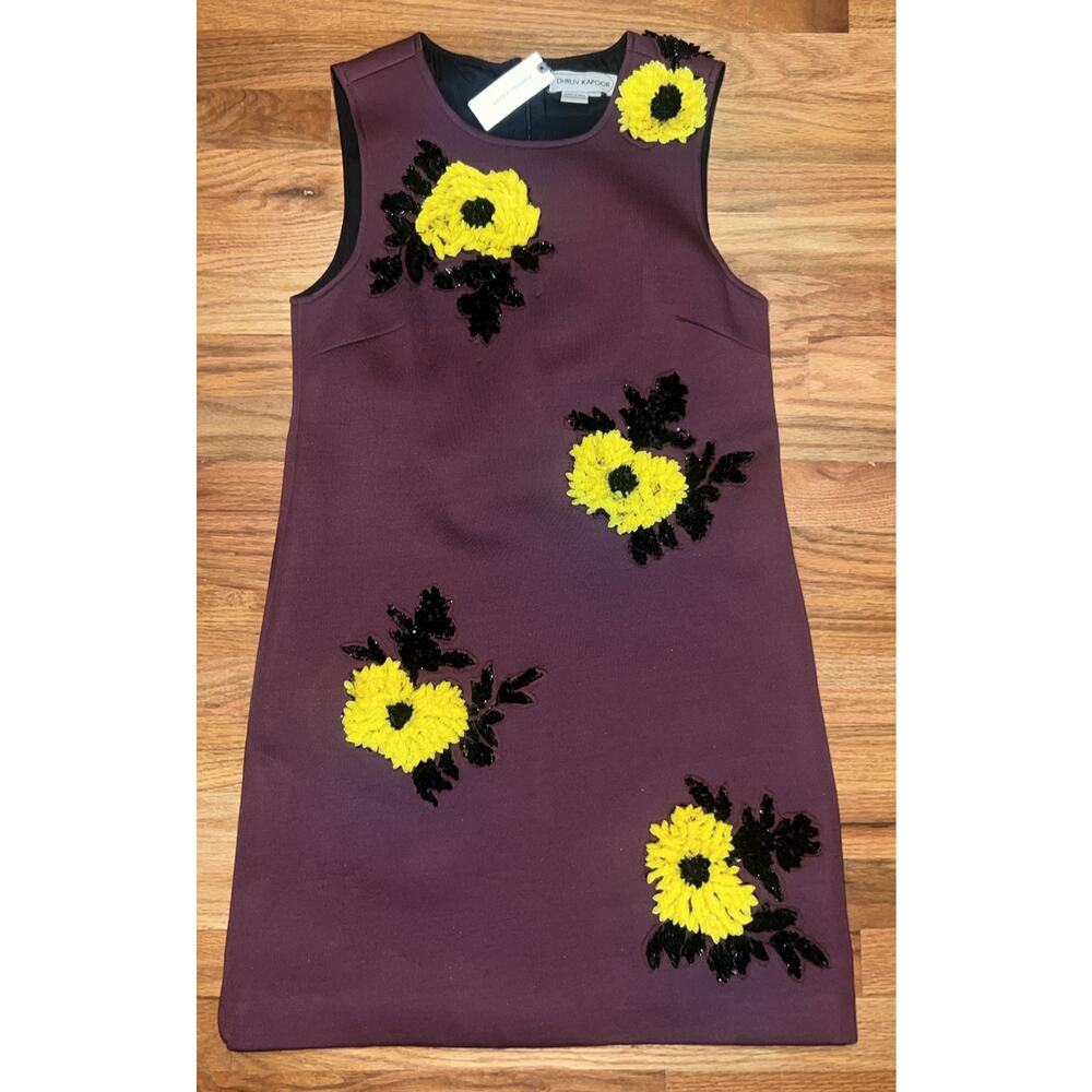 New DHRUV KAPOOR ANTHROPOLOGIE Sunflower Sequined Mini Dress Size Small
